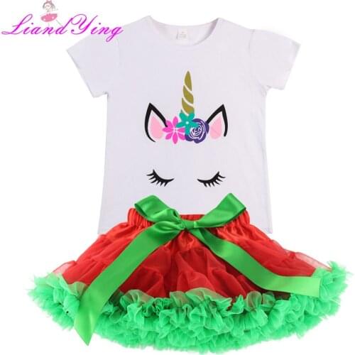 Clothing Sets 2020 Children Clothing Short Sleeve Cartoon T-shirt+Fluffy Tulle Skirt 2Pcs for Kids Clothing Sets Baby Girl Suit
