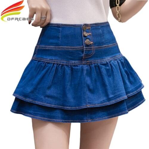 Short Jeans Skirt Long Denim Women 2020 High Waist Slim Sexy Mini Skirts For Women Lace-up Plus Size Long Denim Skirt Women