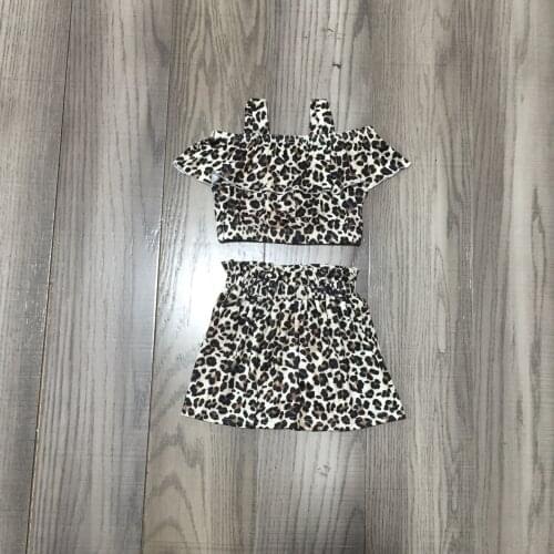 Girlymax Summer Baby Girls Children Clothes 2 Pieces Boutique Set Leopard Short Skirt Outfits Cotton Sunkissed Off-shoulder