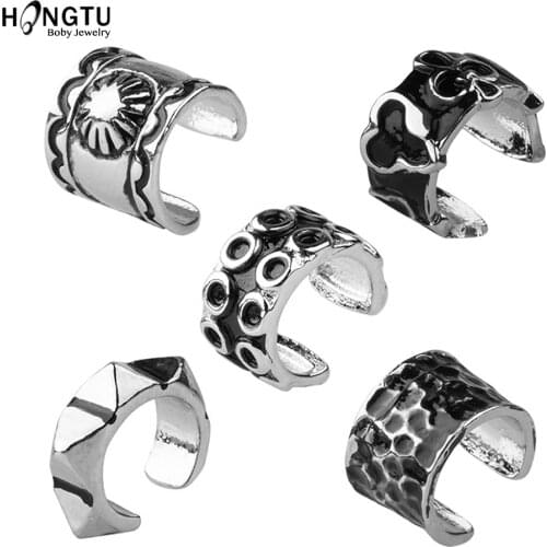 HONGTU 5/10pcs Copper Ear Cuffs Clip-on Earring Punk Adjustable Fake Piercing Clips on Ears for Women Men Ear Clips Earrings