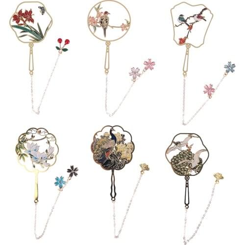 1pc Metal Bookmark Chinese Style Color Tassel Retro Book Mark for Teachers Gift Student Supplies Gift Office School Stationery