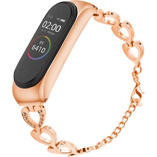Smart Wrist Band For Xiaomi Mi Band 5 6 Bracelet Woman Gift Miband 3 4 Metal Watchband Adjustable Chain Stainless Steel Straps