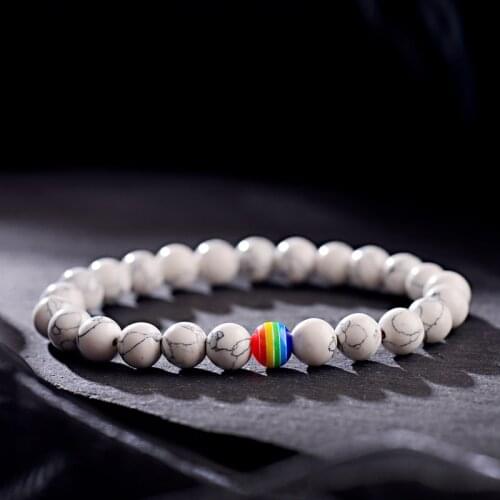 Fashion Colorful Rainbow Stone Beads Bracelets For Women Yoga Charm Stretch Lava Wood Couple Bracelet Wholesale
