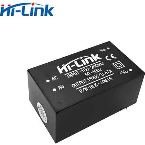 Free shipping Hi-Link 2pcs 220v 15V 10W AC DC isolated intelligent household compact switching power supplymodule HLK-10M15
