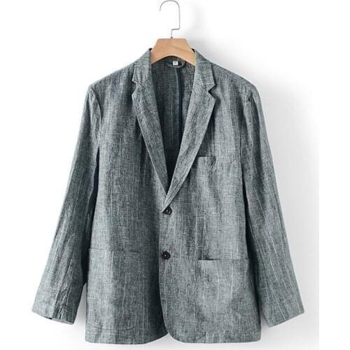 Men Linen Jackets Spring Summer Stripe Fashion Casual Blazers Loose Fit Work Business Party Daily Life Single Breasted 2 Buttons