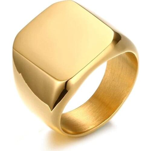 3 Colors Simple INS Rings Mens New Fashion Square Big Width Signet Rings Trendy man Finger Titanium Steel Jewelry