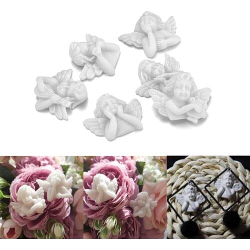 6pcs Little Angel Shape 3D Epoxy Resin Fillings Pendant Charms Decoration Crafts UV For DIY Clay Pendant Jewelry Making Tools