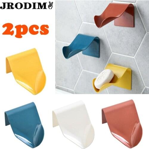 Soap Holder Bathroom Shower Wall Mounted Soap Drain Dish Holder Self Adhesive Soap Storage Box Bathroom Portable Soap Dishes