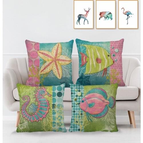 New Dream Ocean Animal Series Linen Hugging Pillow Cover Europe and America Bedside Sofa Pillow Cushion Cover