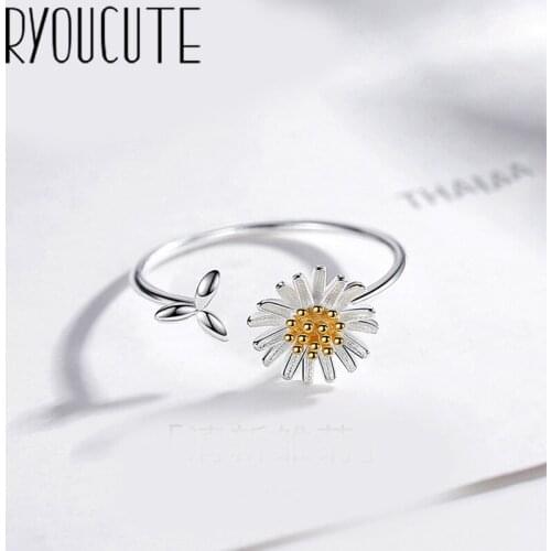 New Charming Open Daisy Flower Ring for Women Vintage Boho Party Rings Gothic Punk Jewelry Gifts for Girls 2021