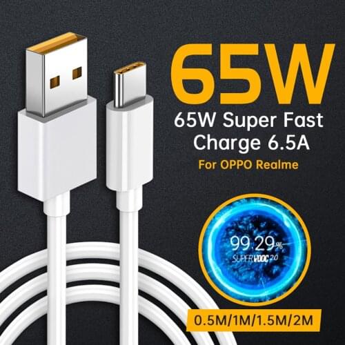 6.5A Super Fast Charge Rapide Cable Supervooc Superdart For Realme Gt 5g Global Narzo 30 Oppo Reno6 Find X3 X2 Pro Type C 65W