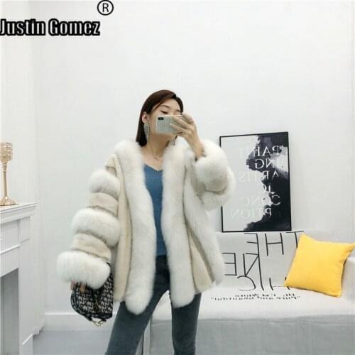 Extra Soft Classic Real Fox Fur and Mink Fur Coat Ladies Warm Chic Christmas Clothes 2020 Fashion Thick Elegant Costume