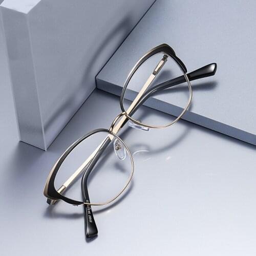 Cat Eye Fashion Metal Half Rim Female Eyeglasses Women Reading Glasses Presbyopic Eyeglasses +1.0+1.5+2.0+2.5+3.0+3.5+4.0