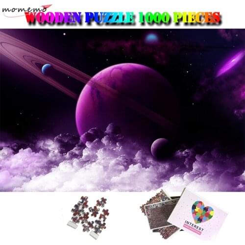 MOMEMO Purple Planet Adults 1000 Pieces Puzzle Wooden Landscape Jigsaw Puzzles 1000 Piece Adults Puzzles Friends Surprise Gifts