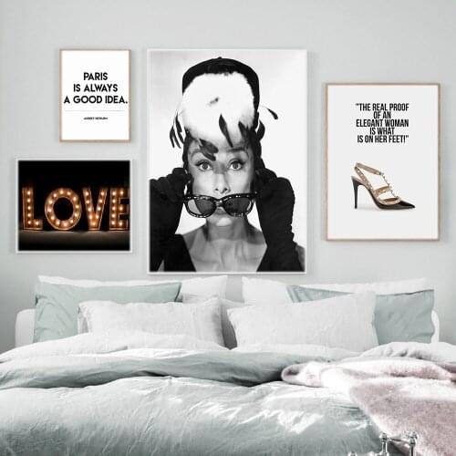 Love Quotes Print Painting Fashion Girl Poster Canvas Painting High Heel Shoes Wall Pictures for Living Room Decor