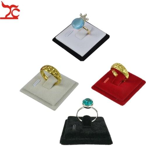 Sale Mini Square Ring Sheet Holder Portable Velvet PU Ring Jewelry Storage Organizer Exhibition Display Stand 4*4cm