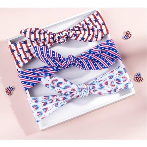 2021 New Baby Headband Pretty American Fashion Childrens Elastic Headband Baby Print National Day Bunny Ears Star Baby Headband
