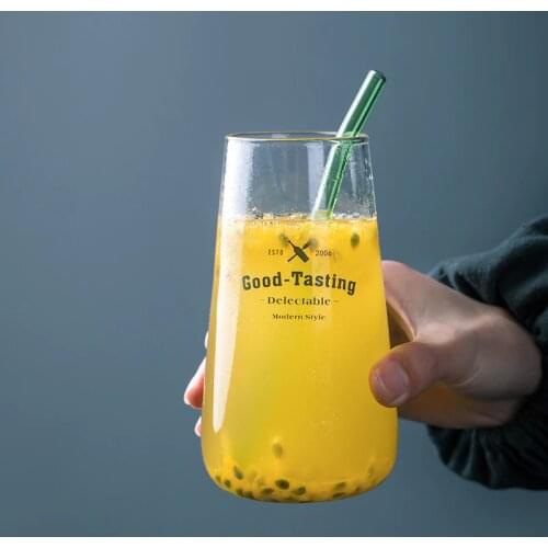 Simple Tall Milk Cup Cold Drinking Cup Dessert Cup Big Belly Cup Letter Glass Cup Fashion Water Milk Juice Cup Beer Glass