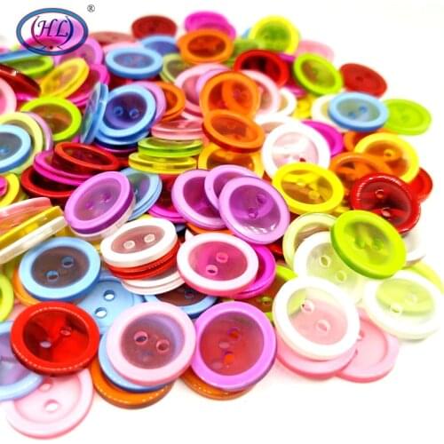 HL 50pcs/100PCS 15MM Round 2 Holes Resin Buttons Flatback DIY Crafts Childrens Apparel Clothing Sewing Accessories