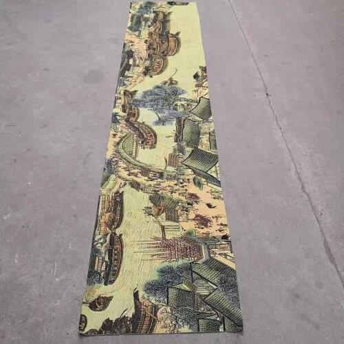 Qingming riverside banner archaize calligraphy and painting thangka embroidery hanging painting gold silk weaving gold silk embr