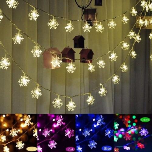 5M LED Snowflakes String Light Ornament Garland Hanging Party Wedding Decor New
