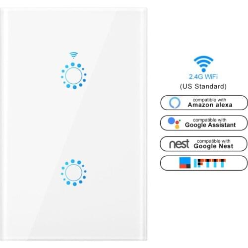 Smart Wifi Touch Switch No Neutral Wire Required Smart Home 1/2/3 Gang Light Switch 220V Support Alexa Tuya App Remote Control