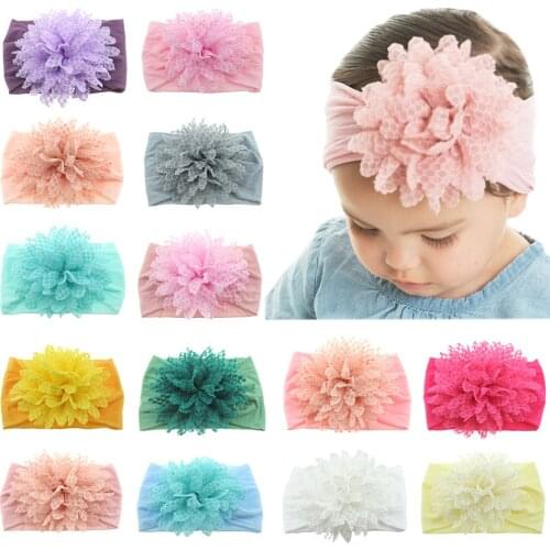 Yundfly 10pcs Fashion Baby Cotton Flower Headband Elastic Wide Nylon Floral Headwear Girls Hairband Hair Accessories