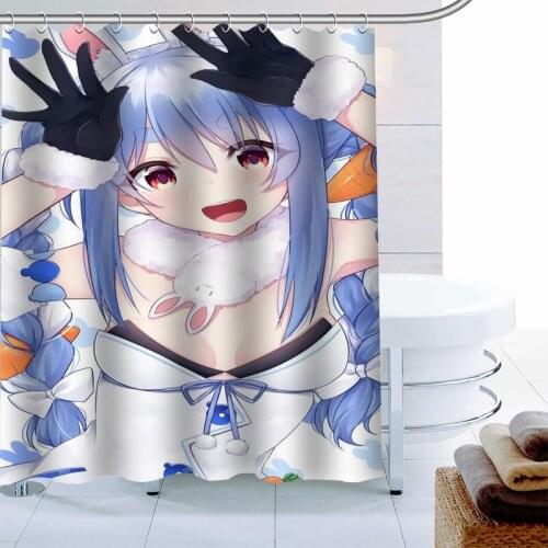 Anime Usada Pekora Shower Curtain 12 Hook Polyester Fabric Printing Bathroom Curtain Waterproof Mildew Proof Bath Curtain 0603