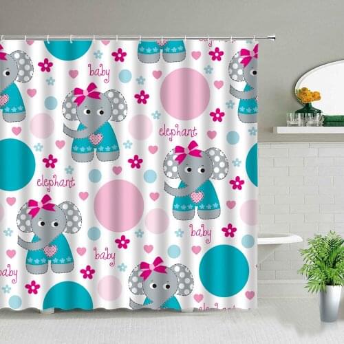 Cartoon Animal Elephant Shower Curtains Cows Zebra Fox Cat Giraffe Rabbit Bathroom Waterproof Fabric Bathtub Decor Bath Curtain