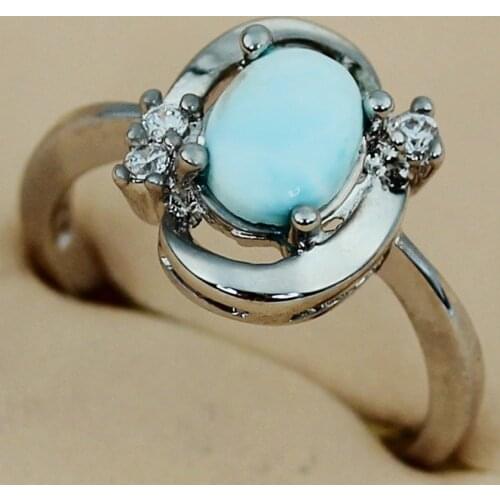 Fleure Esme Larimar Engagement Wedding christmas gifts rings Jewelry & Accessories for women Rhodium Plated R3536 size 6 7 8