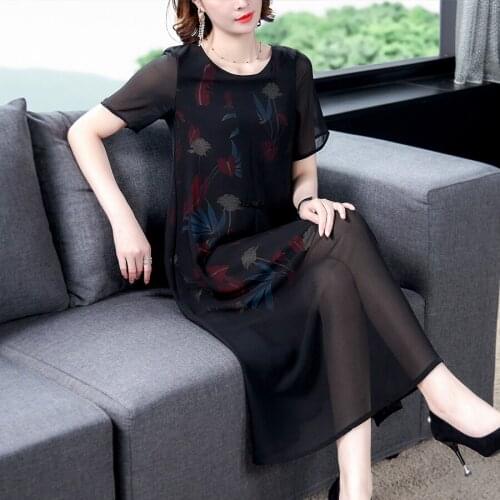 Summer dress 2021 new style ladies short-sleeve fashion elegant dress loose floral print dress