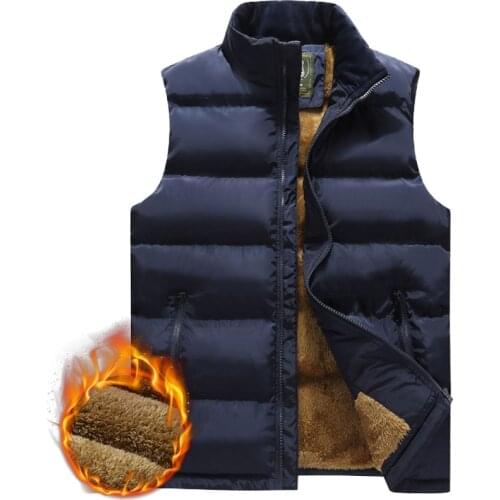 Winter for Men Casual Fleece Thick Warm Sleeveless Jacket Spring Autumn Male Work Vests Plus Size M-6XL Waistcoat with 3 Pockets