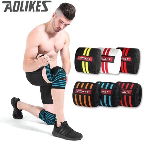 1pcs 200*8CM Knee Wraps Mens Fitness Weight Lifting Sports Knee Bandages Squats Training Equipment Accessories for Gym AOLIKES