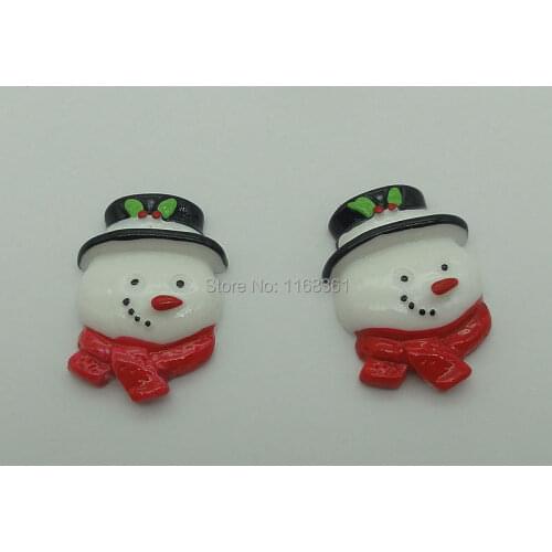 1pcs/lot resin flat back red scarf snowman head 30mm Cabochons Scrapbooking Hair Bow Center DIY Christmas decration C101-4