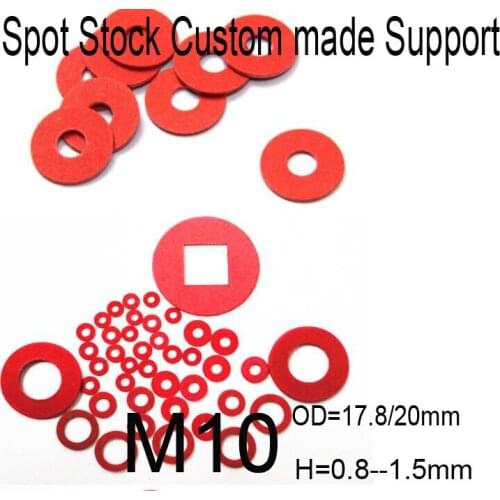 1000pcs M10 red insulation washer gasket Different outer diameter and thicknesses Red Vulcanized Fiber Gasket
