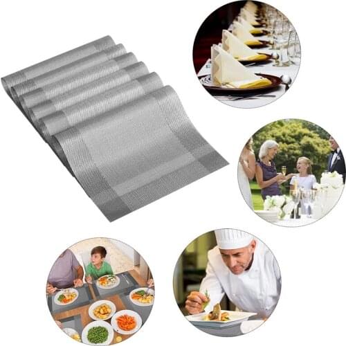 12PCS Placemats PVC Vinyl Placemats Heat Resistant Non-Slip Woven Washable For Kitchen Dining Table 45X30cm