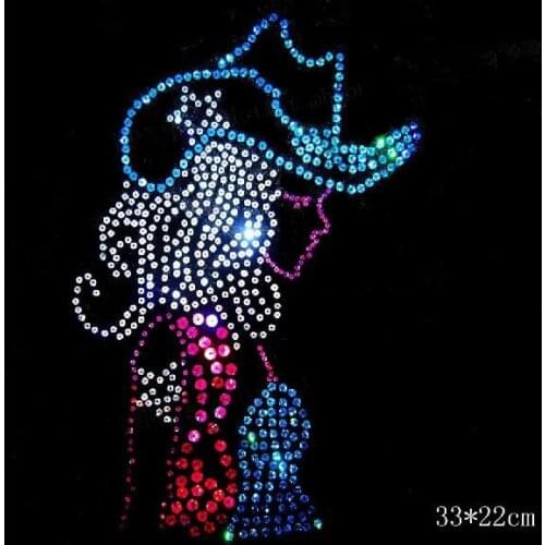 2pc/lot Sequins Nice girl Laser holographic iron on transfers motif hot fix rhinestone transfer motifs strass iron