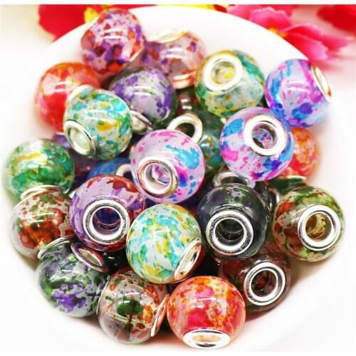 20Pcs/Lot 16mm Big Round Flower Art Murano Spacer Crystal Glass Beads Fit Pandora Bracelet Pendant Charm Necklace DIY Jewelry