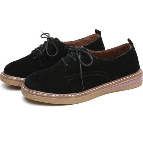 2018 Winter Fashion Genuine Leather Ankle Boots for Women Flock Shoes Woman Ladies Lace Up Snow Boots Botas Botas Mujer Mujer