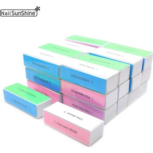 50 Pcs/Lot 4 Side Nail Buffer Block Polisher Manicure Accessories Colorful Sponge Buffs Nail Polishing Block Files Nail Art Tool