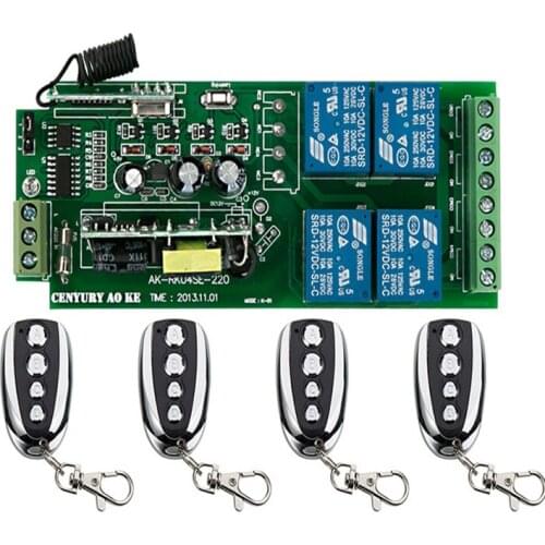 AC85V-250V 4CH 4 CH Wireless Remote Control LED Light Bulb Switch Relay Output Radio Receiver Module and Transmitter