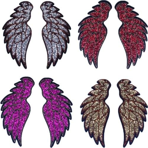 4 Color DIY Patches Fashion Large Rhinestone Wing Patch Iron On Clothing Applique For Jeans Accessories Cute Sew On Patches