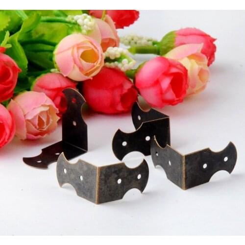 Free shipping 50Pcs Antique Bronze Jewelry Gift Box Wood Case Decorative Corner Protector 24x24mm J2837
