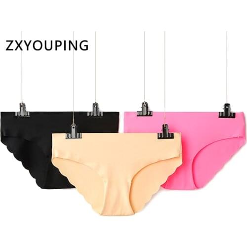 3Pcs/lot Seamless Panties low-Rise Underwear Women Briefs Sexy Panties Ruffles Solid Lingerie M-XXXL Large Size Female Lntimates