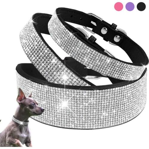 Bling Rhinestone Dog Cat Collars Leather Pet Puppy Kitten Collar Walk Leash Lead For Small Medium Dogs Cats Chihuahua Pug Yorkie