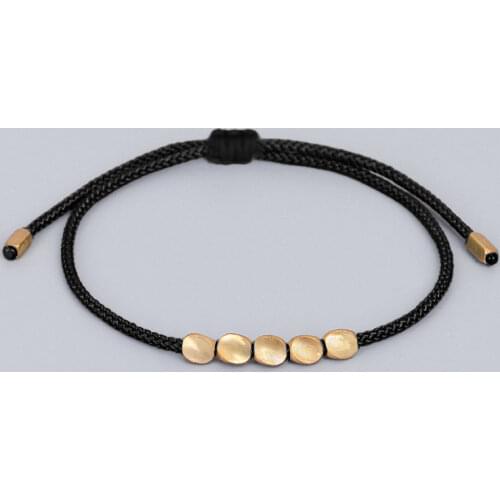 Handmade Tibetan Copper Bead Lucky Rope Bracelet & Bangles for Women Men Wax Thread Bracelets
