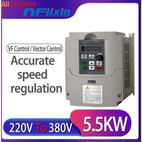 Frequency Converter For Motor 5.5KW Single Phase 220V Input And Three Output 380V 50hz / 60hz AC Drive VFD Frequency Inverter