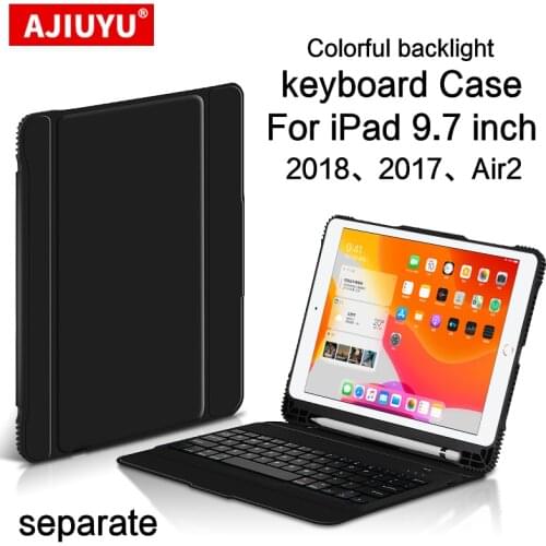 AJIUYU keyboard Case For iPad 9.7 inch 2018 2017 Air2 Pro Tablet for ipad9.7 Wireless Bluetooth separated Protective Smart Cover
