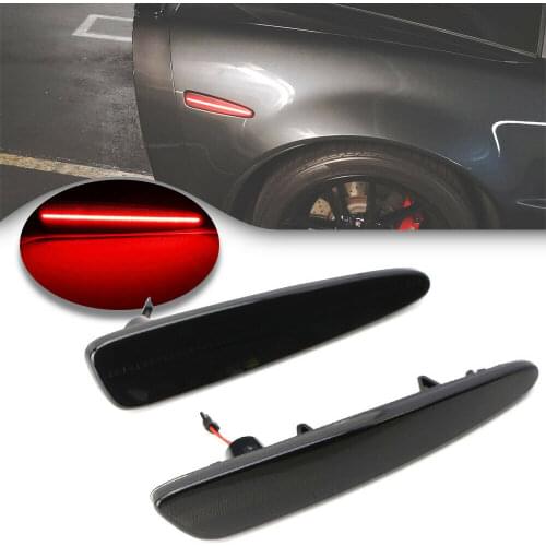 For Chevy Corvette C6 2005-2013 Smoke Lens Rear Full LED Side Marker Light Red Color 2PCS Auto Turn Signal Lamps