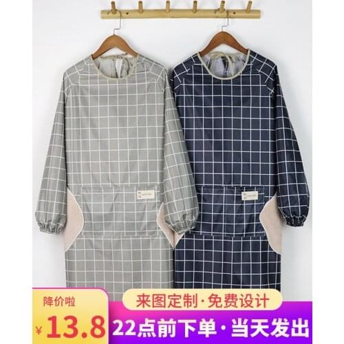 Apron home kitchen long-sleeved waterproof and oil-proof custom work clothes fashion female cooking apron anti-wear gown adult